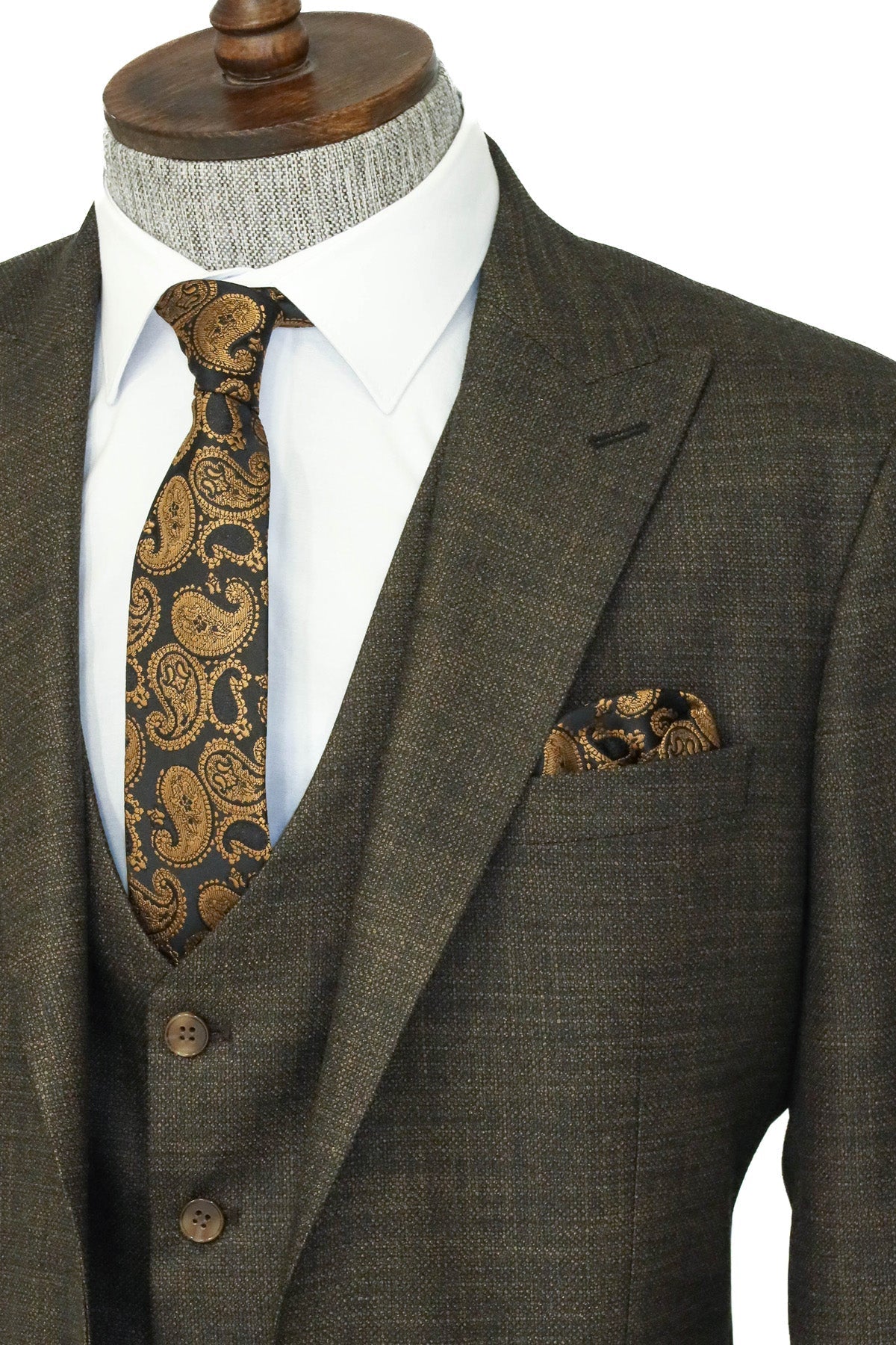 KOALA SYDNEY 3 -Piece Single Button Peak Lapel Khaki Men Suit