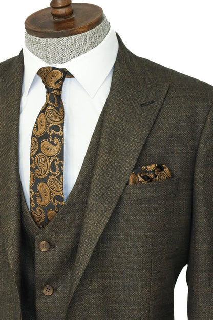 KOALA SYDNEY 3 -Piece Single Button Peak Lapel Khaki Men Suit
