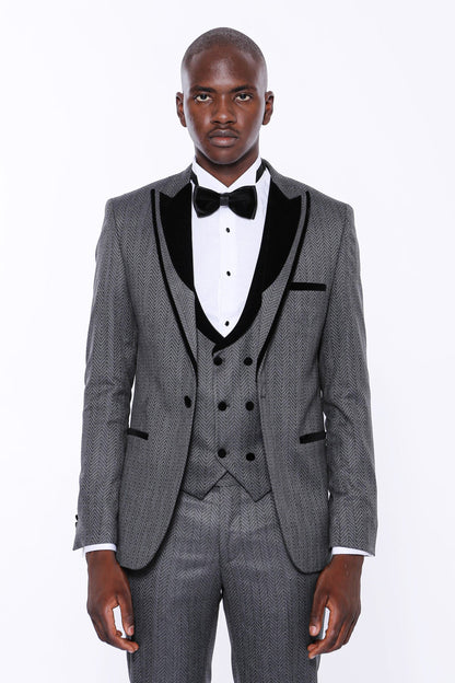 KOALA SYDNEY  Patterned Velvet Lapel Smoked Men Tuxedo