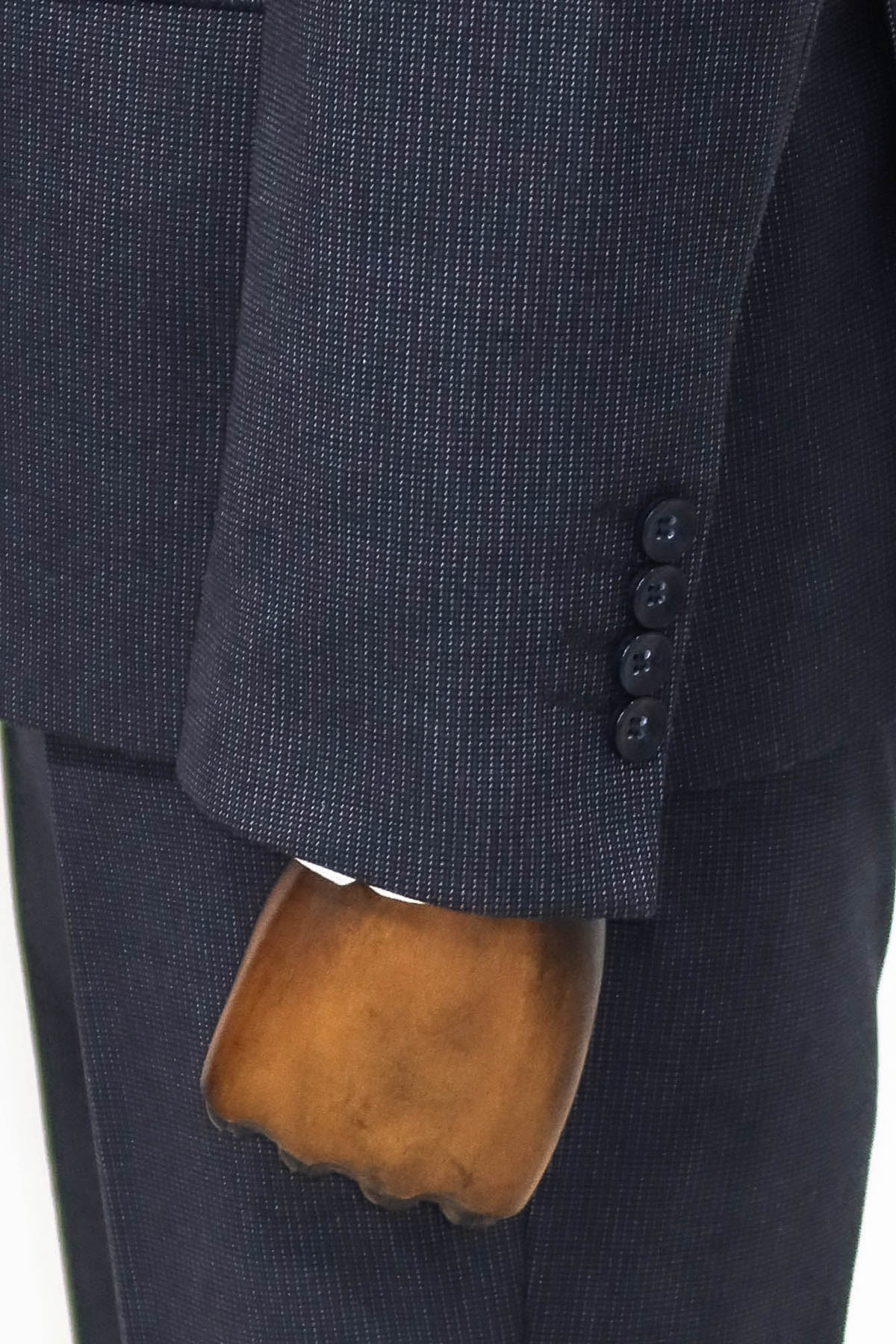 Slim Fit Patterned Navy Blue Men Suit
