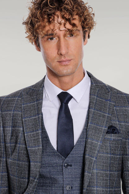 KOALA SYDNEY  Slim Fit Checked Patterned Black Men Suit -