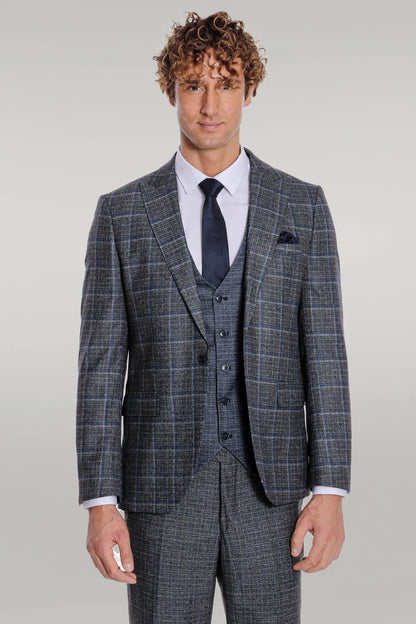 KOALA SYDNEY  Slim Fit Checked Patterned Black Men Suit -
