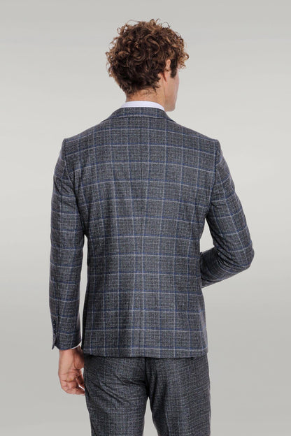 KOALA SYDNEY  Slim Fit Checked Patterned Black Men Suit -