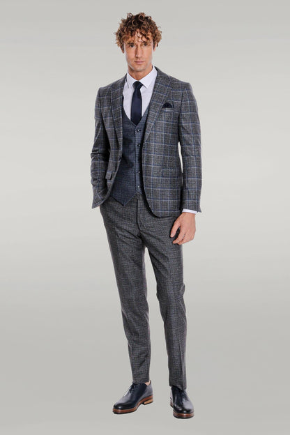 KOALA SYDNEY  Slim Fit Checked Patterned Black Men Suit -