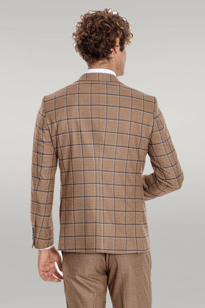 KOALA SYDNEY  Slim Fit Checked Patterned Brown Men Suit -