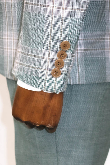 Slim Fit Light Green Vested Suit -
