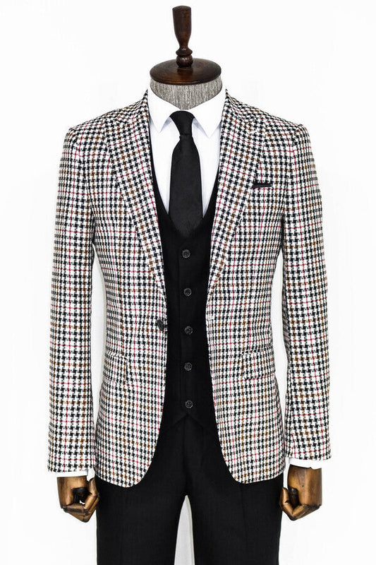 Plaid Black Men Suit