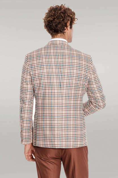 Plaid Brown Men Suit