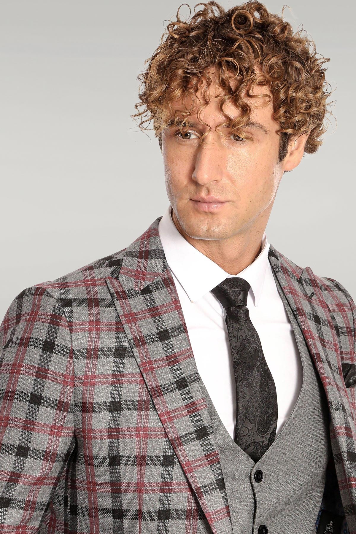 KOALA SYDNEY Checked Slim Fit Grey Men Suit