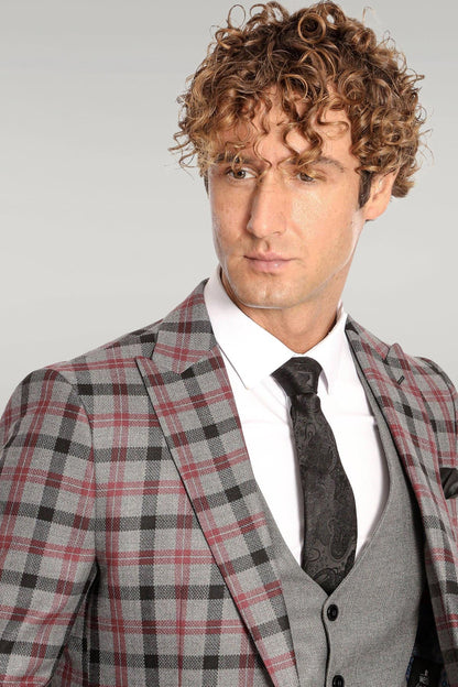 KOALA SYDNEY Checked Slim Fit Grey Men Suit