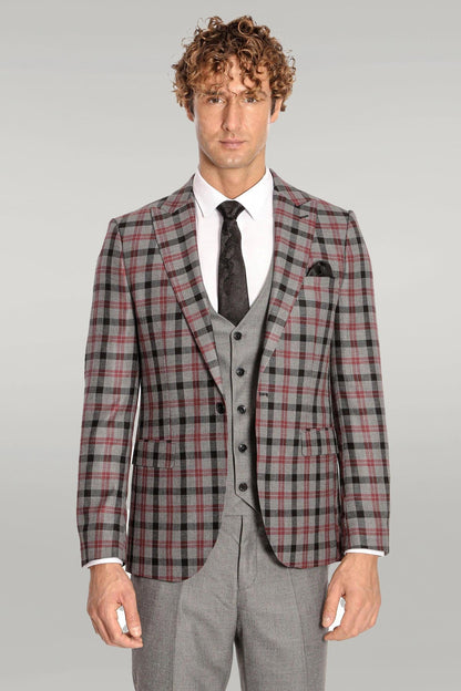 KOALA SYDNEY Checked Slim Fit Grey Men Suit