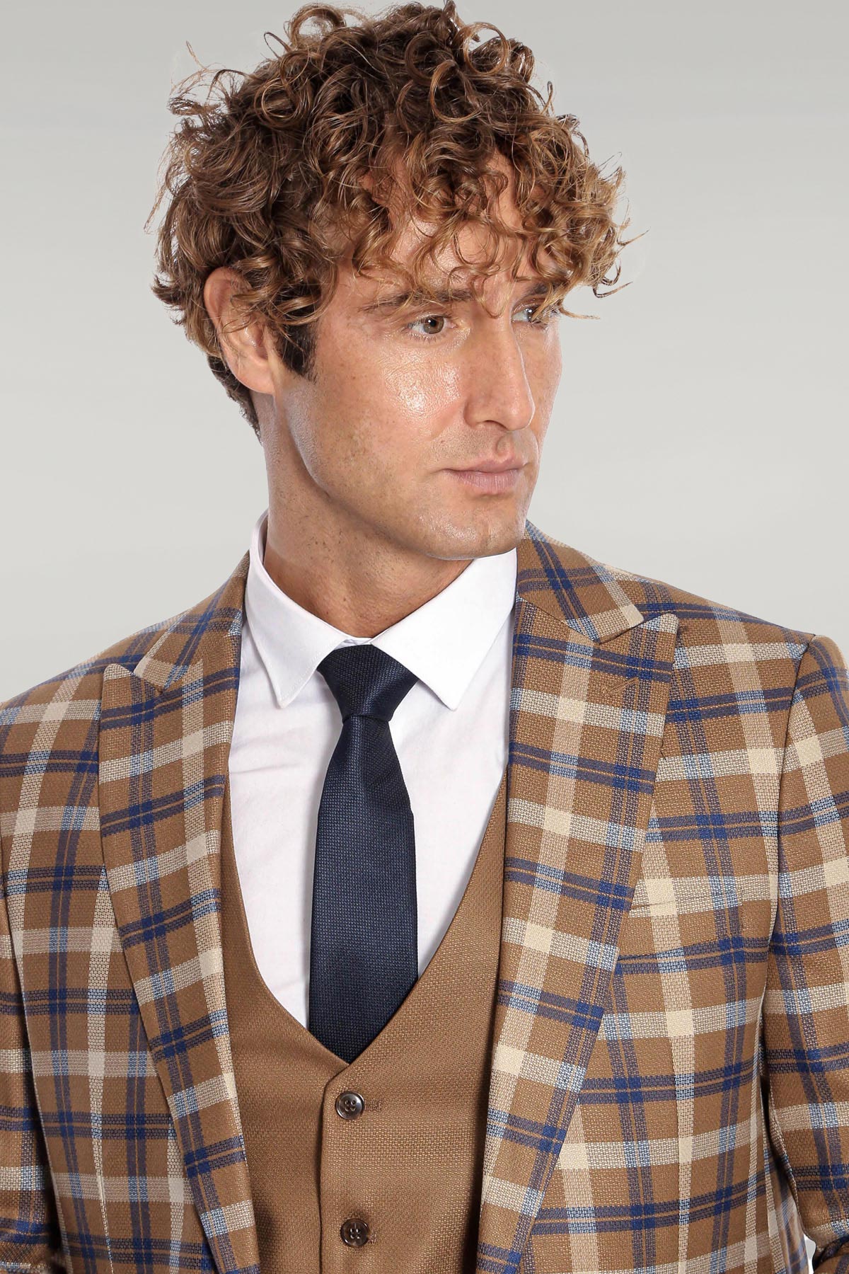 KOALA SYDNEY  Checked Slim Fit Brown Men Suit -