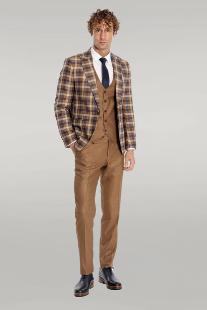 KOALA SYDNEY  Checked Slim Fit Brown Men Suit -