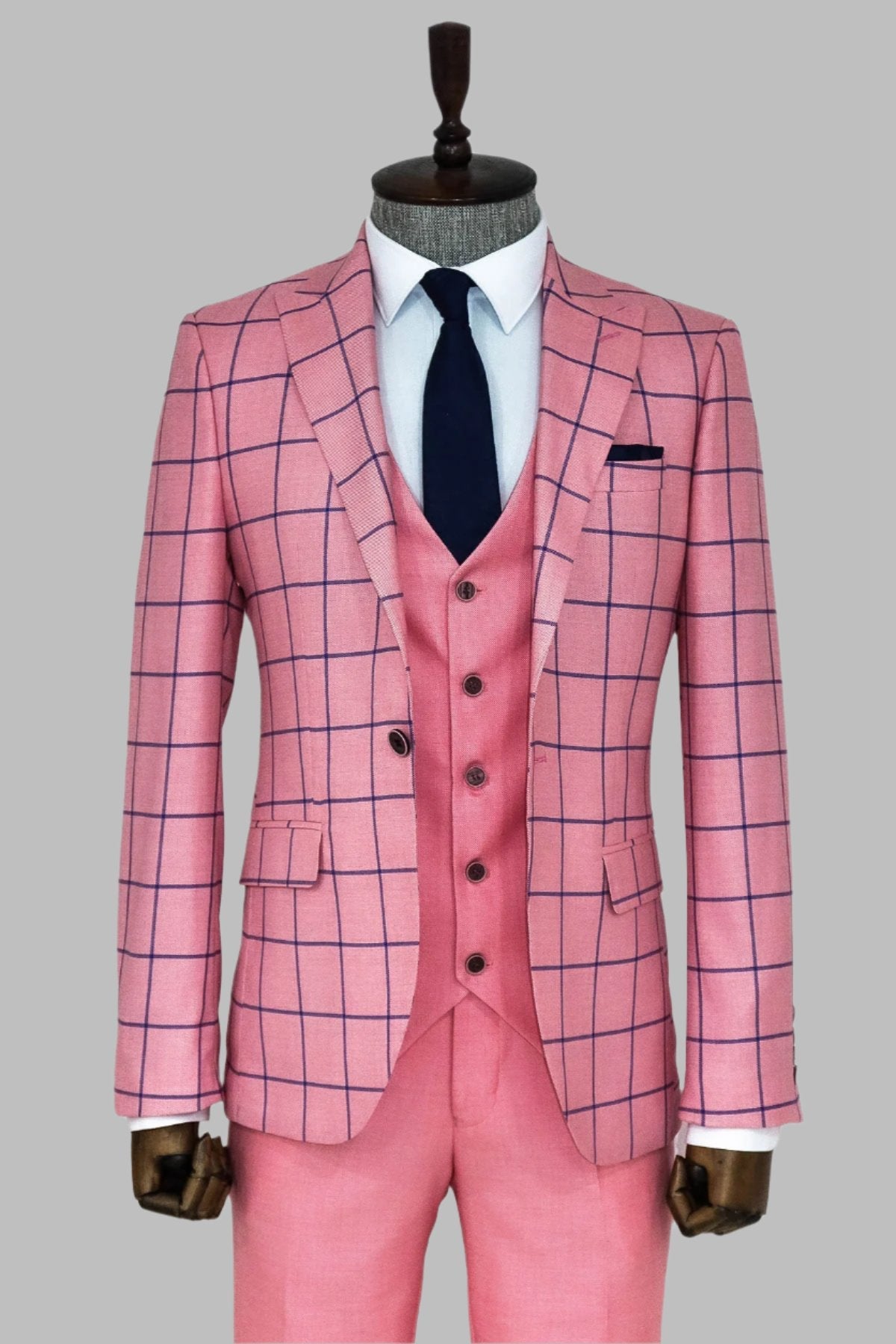 KOALA SYDNEY Slim Fit Patterned Pink Men Combination Suit