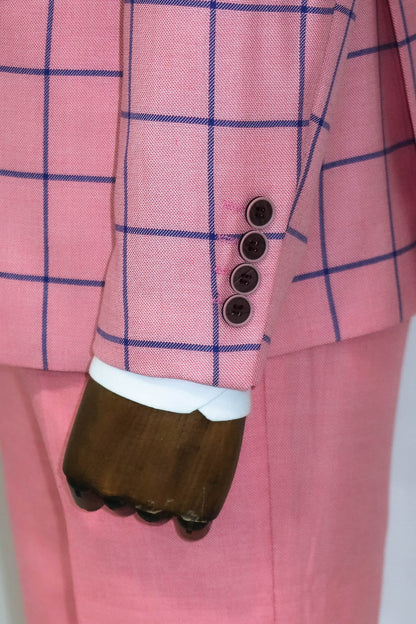 KOALA SYDNEY Slim Fit Patterned Pink Men Combination Suit