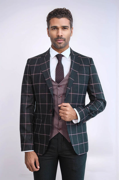 KOALA SYDNEY Checked Patterned Slim Fit Black Men Suit