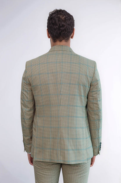 KOALA SYDNEY Checked Patterned Slim Fit Beige Men Suit