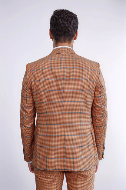 KOALA SYDNEY Checked Patterned Slim Fit Orange Men Suit