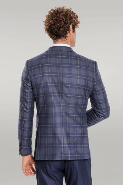 KOALA SYDNEY Slim Fit Checked Navy Blue Men Suit