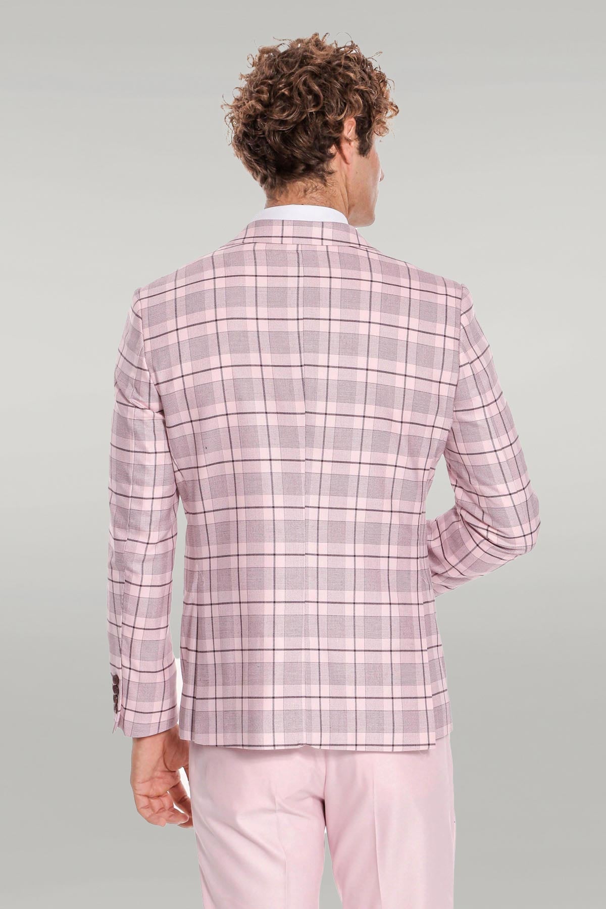 KOALA SYDNEY  Checked Slim Fit Pink Men Suit -