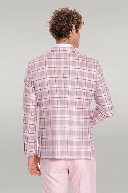 KOALA SYDNEY Checked Slim Fit Pink Men Suit