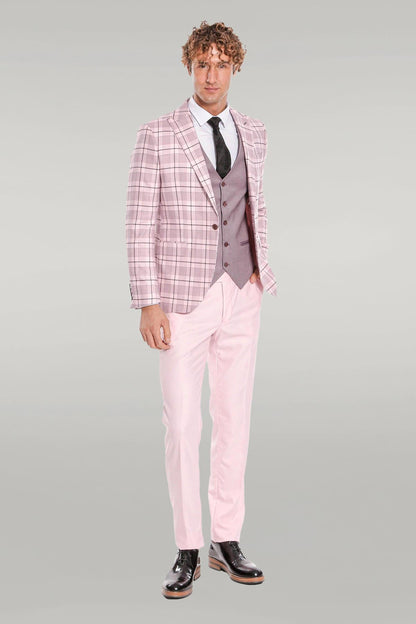 KOALA SYDNEY Checked Slim Fit Pink Men Suit