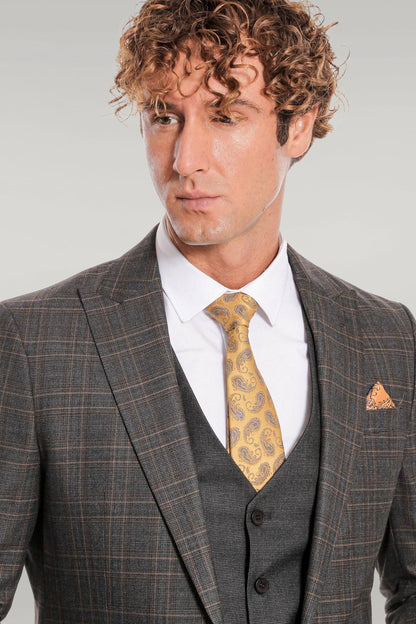 KOALA SYDNEY Checked Slim Fit Anthracite Men Suit