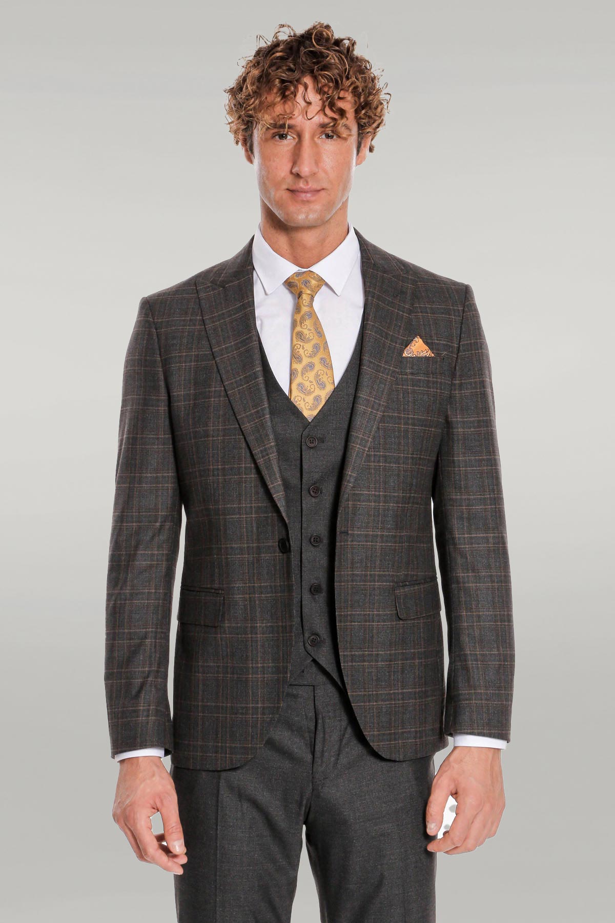 KOALA SYDNEY Checked Slim Fit Anthracite Men Suit