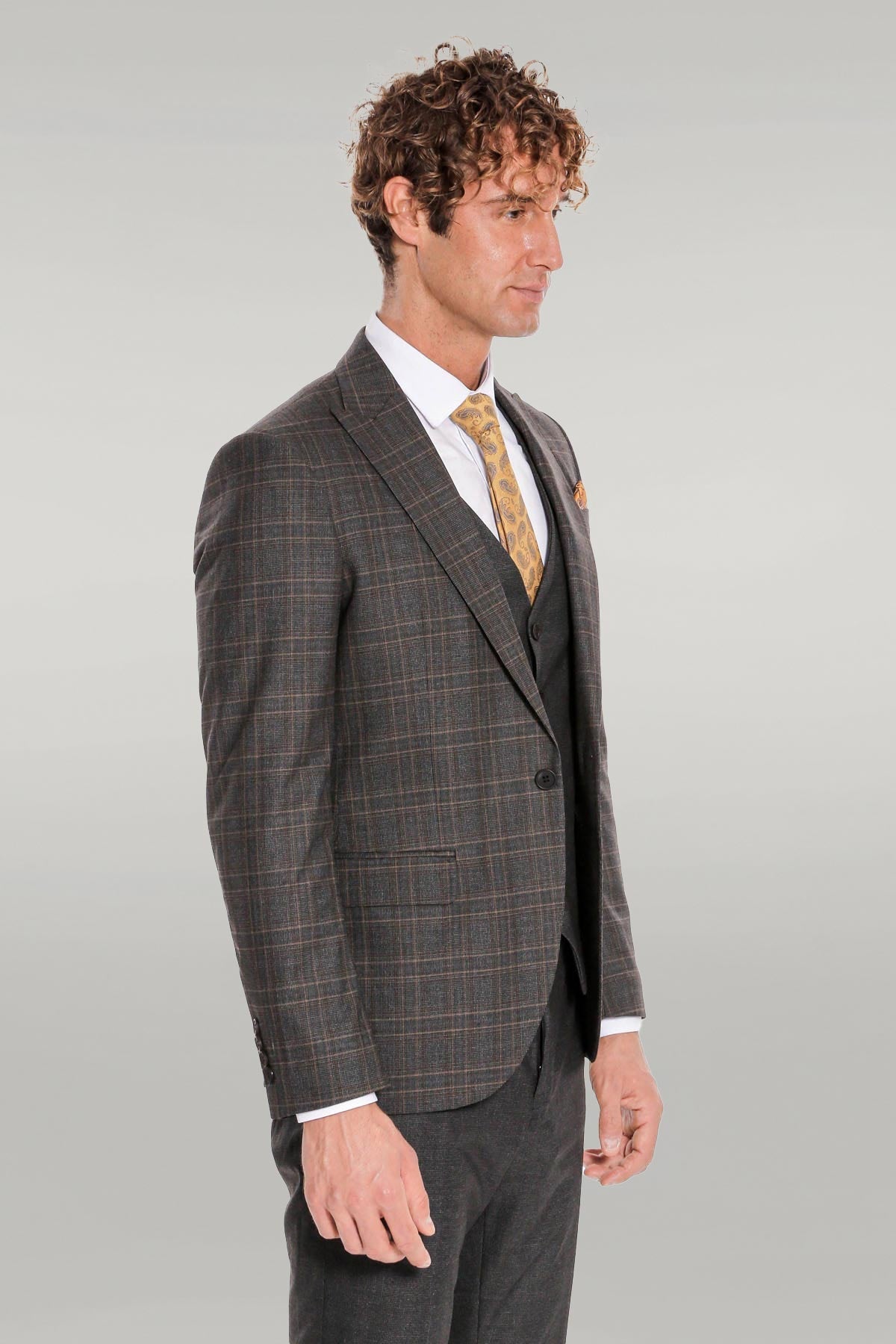 KOALA SYDNEY Checked Slim Fit Anthracite Men Suit