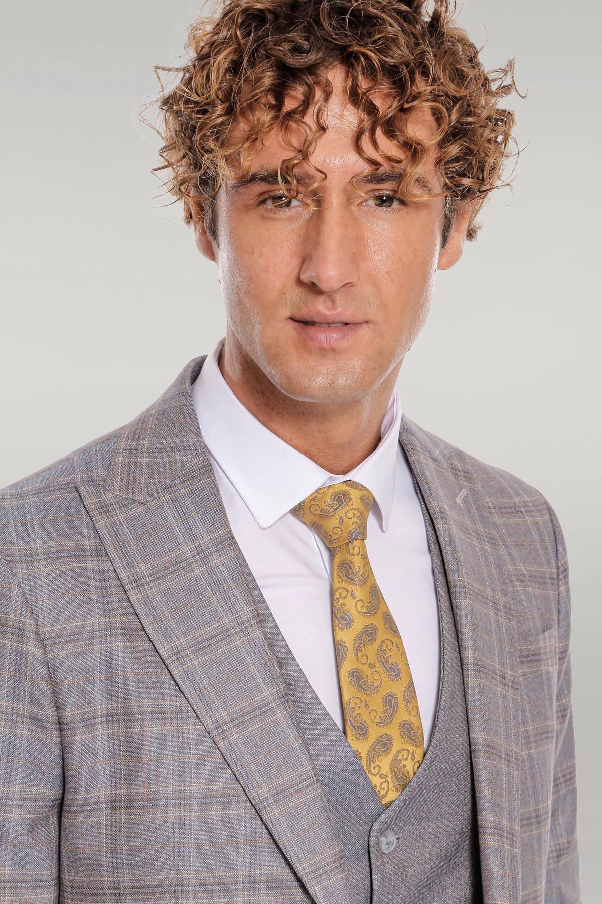 KOALA SYDNEY Checked Slim Fit Light Blue Men Suit