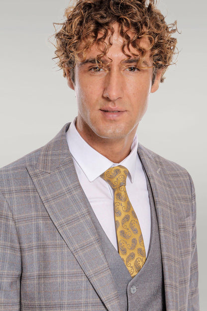 KOALA SYDNEY Checked Slim Fit Light Blue Men Suit