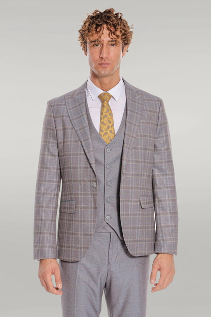 KOALA SYDNEY Checked Slim Fit Light Blue Men Suit