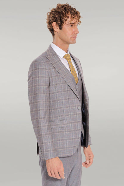 KOALA SYDNEY Checked Slim Fit Light Blue Men Suit
