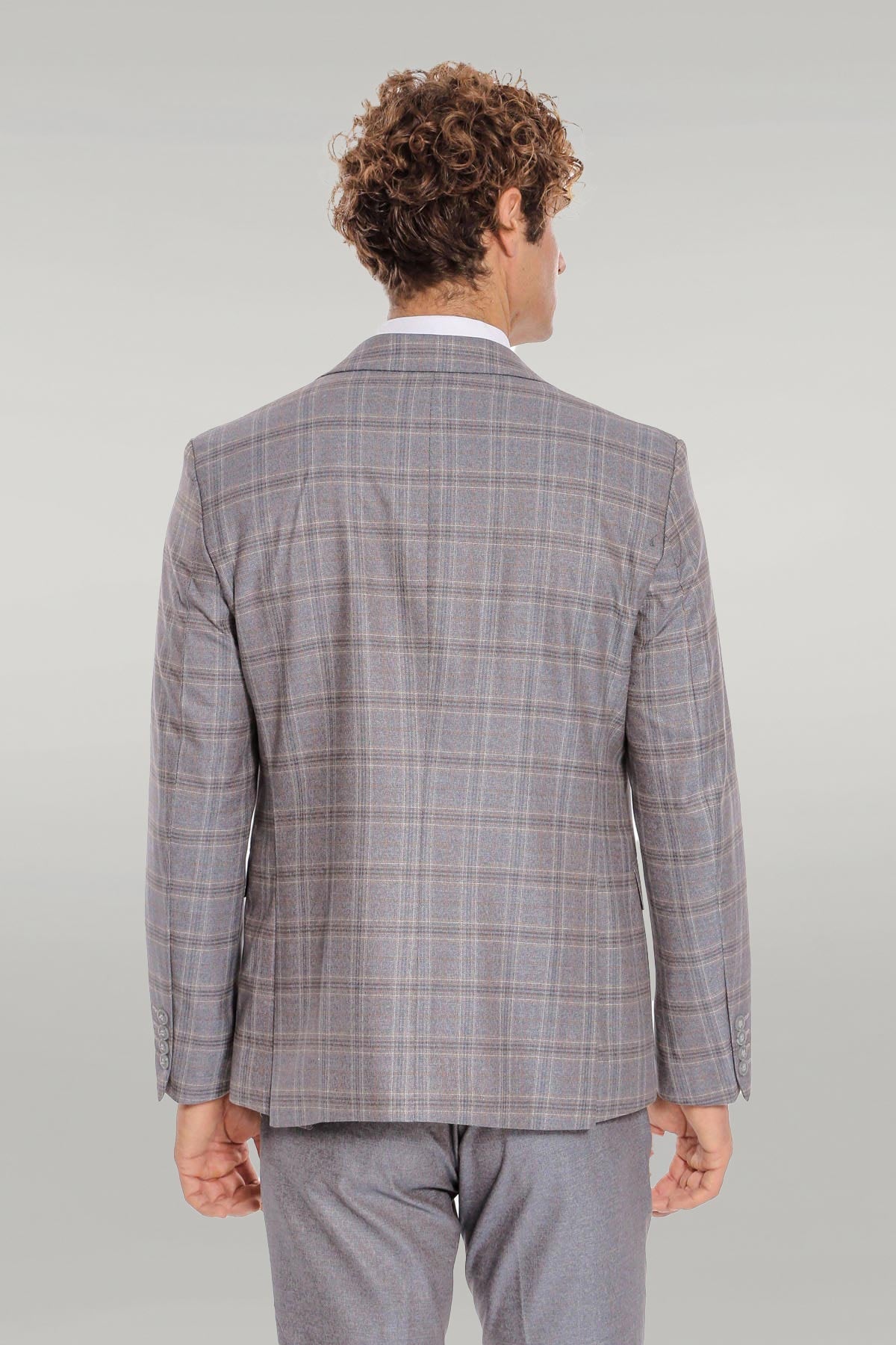 KOALA SYDNEY Checked Slim Fit Light Blue Men Suit