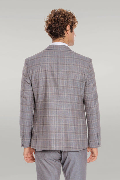 KOALA SYDNEY Checked Slim Fit Light Blue Men Suit