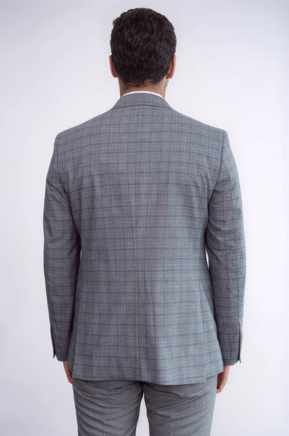 KOALA SYDNEY Checked Slim Fit Grey Men Suit
