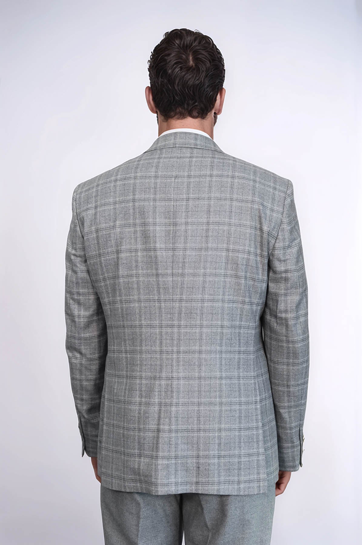 KOALA SYDNEY Checked Slim Fit Light Grey Men Suit