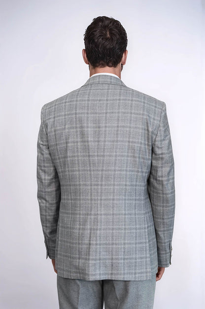 KOALA SYDNEY Checked Slim Fit Light Grey Men Suit