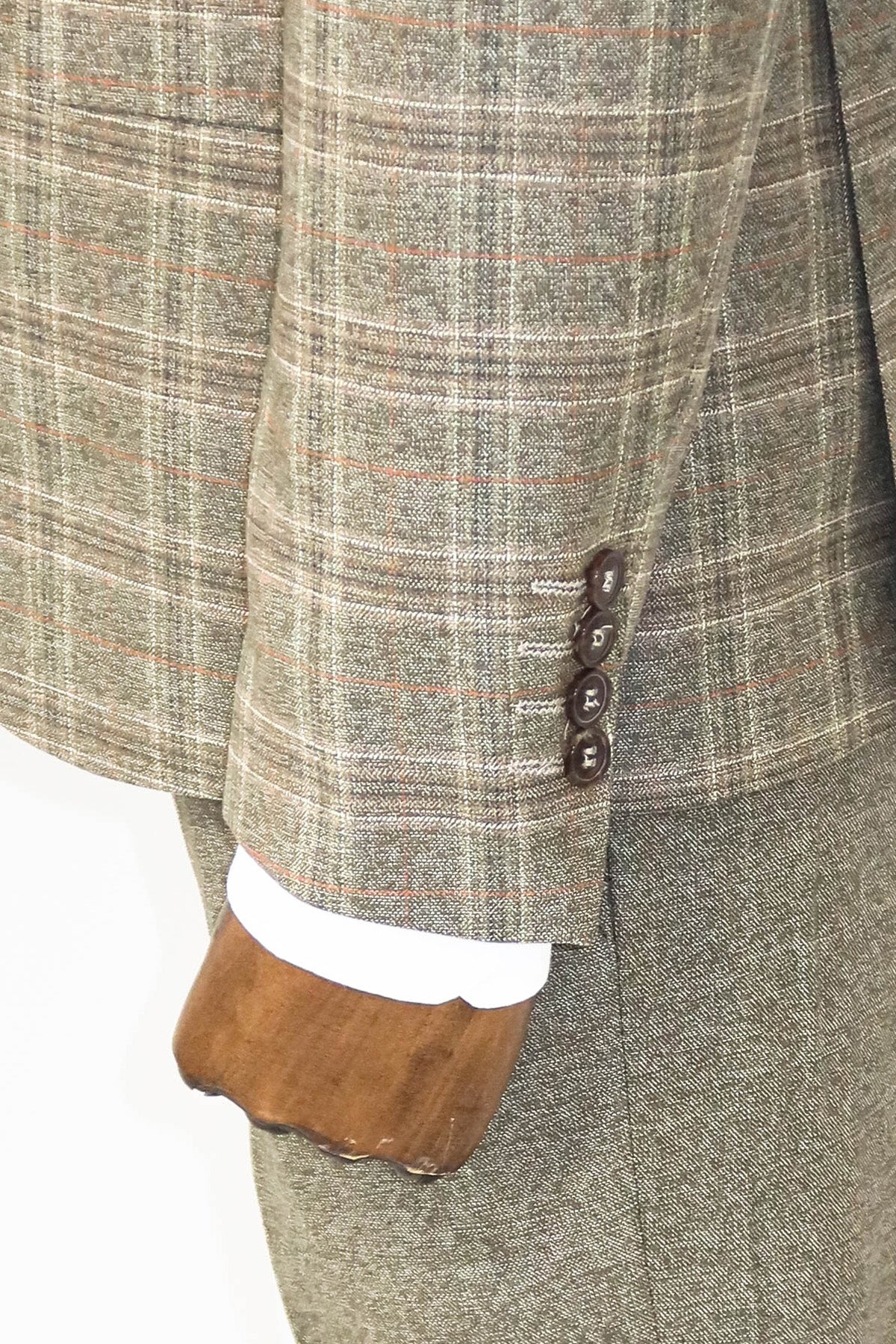 Checked Slim Fit Brown Men Suit and Shirts Combination-