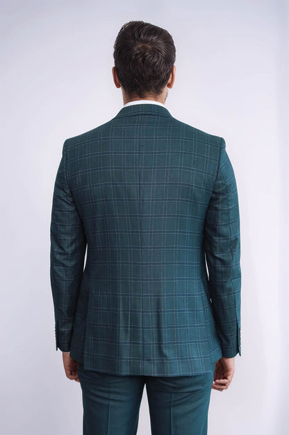 KOALA SYDNEY Checked Slim Fit Green Men Suit