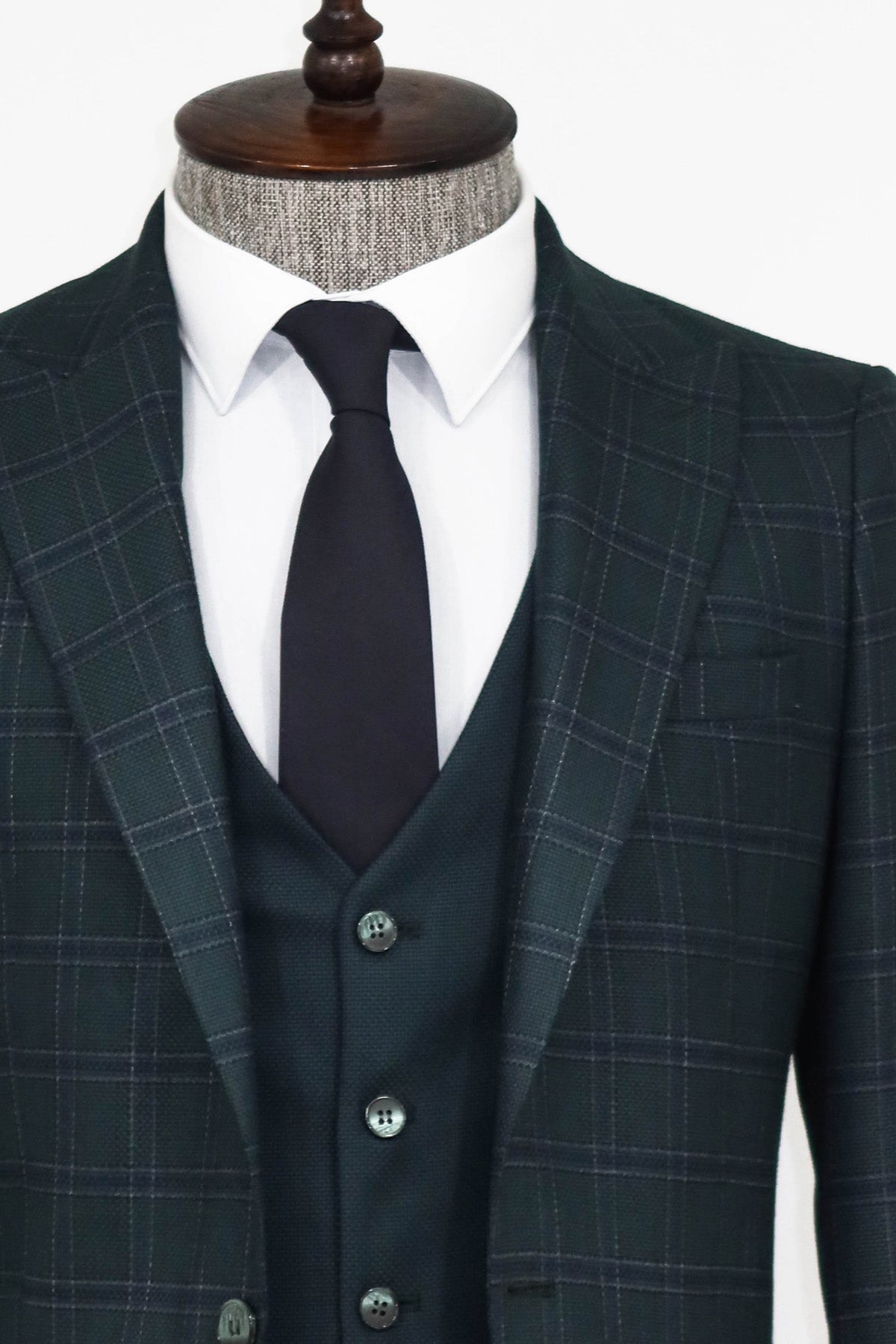 KOALA SYDNEY  Checked Slim Fit Green Men Suit and Shirt Combination -