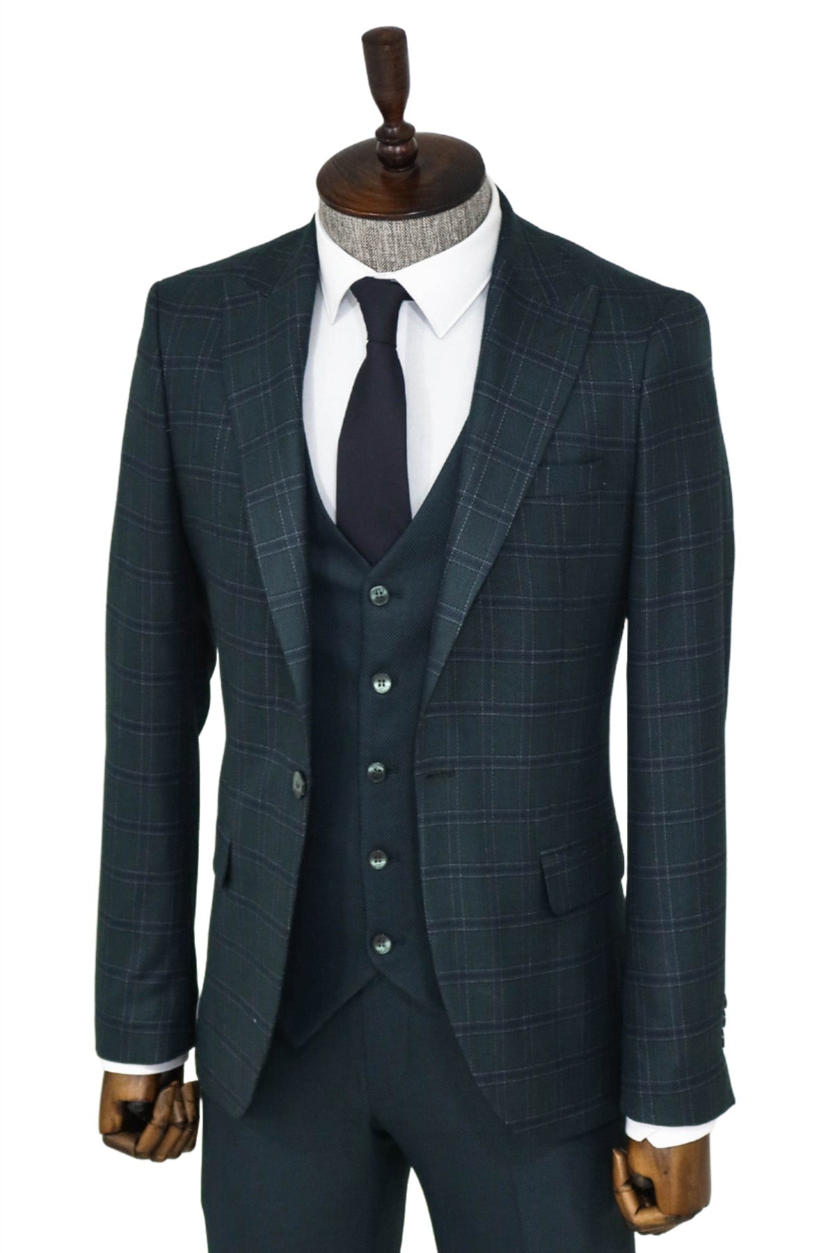 KOALA SYDNEY  Checked Slim Fit Green Men Suit and Shirt Combination -