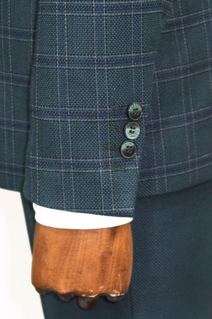 KOALA SYDNEY  Checked Slim Fit Green Men Suit and Shirt Combination -