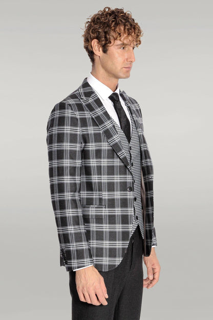 KOALA SYDNEY Slim Fit Patterned Checked Black Men Suit