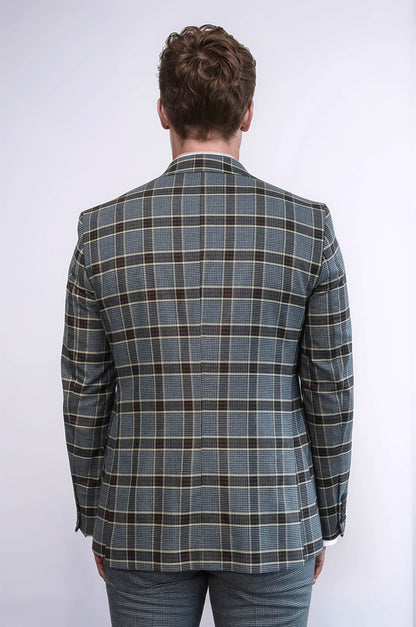 KOALA SYDNEY Patterned Checked Slim Fit Anthracite Men Suit