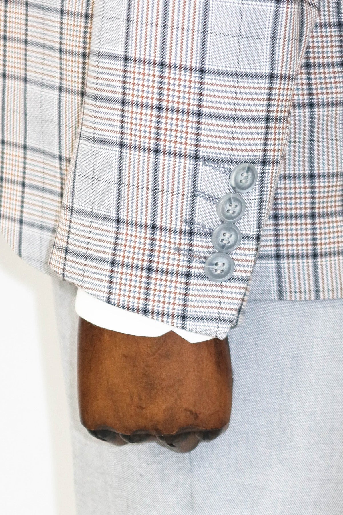 Checked Slim Fit Light Grey Men Suit and Shirt Combination