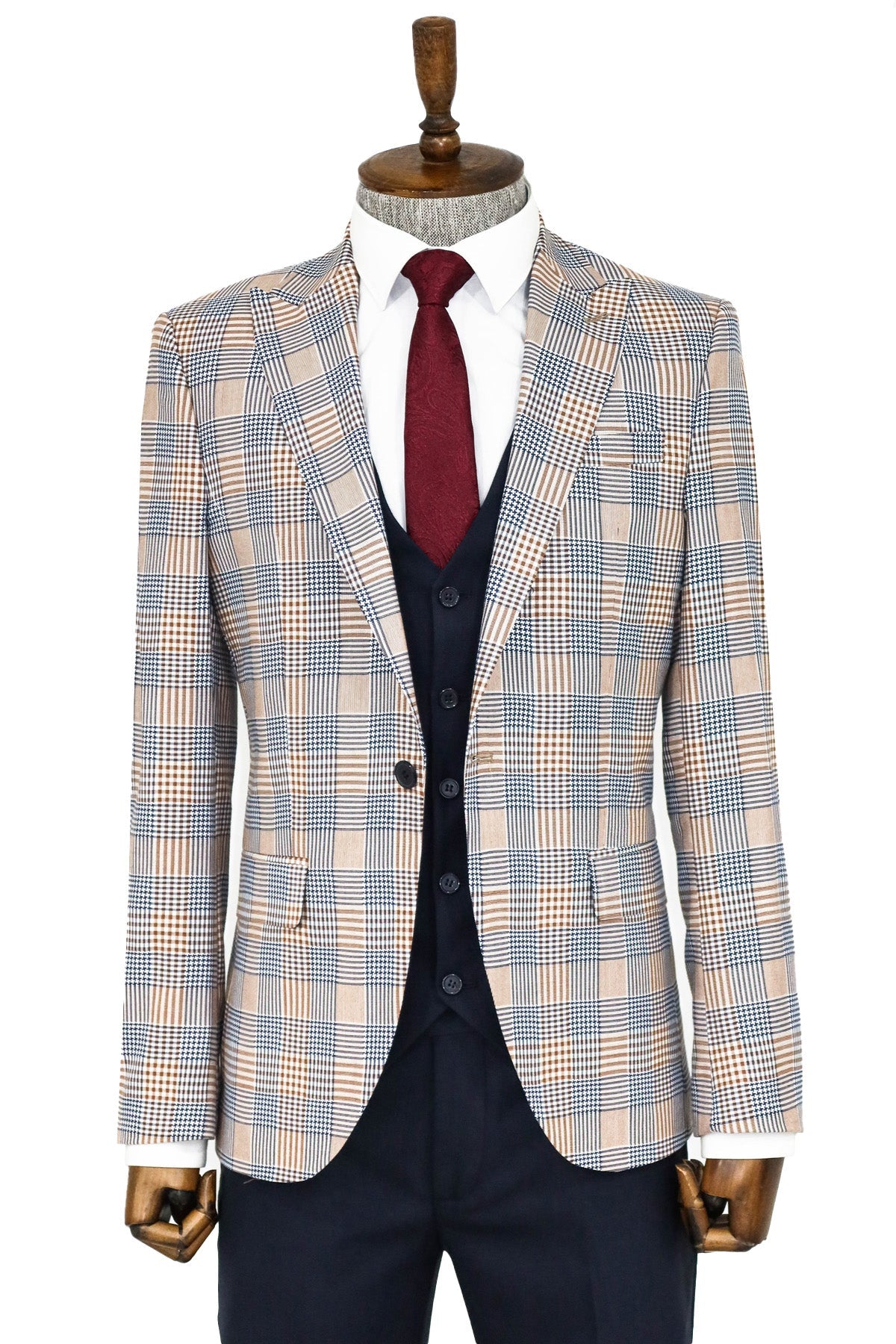 KOALA SYDNEY  Checked Slim Fit Brown Men Suit -