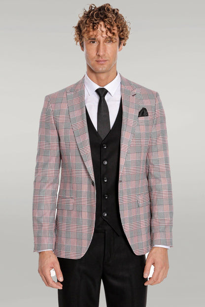 KOALA SYDNEY Checked Slim Fit Burgundy Men Suit