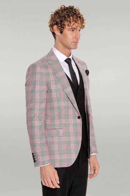 KOALA SYDNEY Checked Slim Fit Burgundy Men Suit