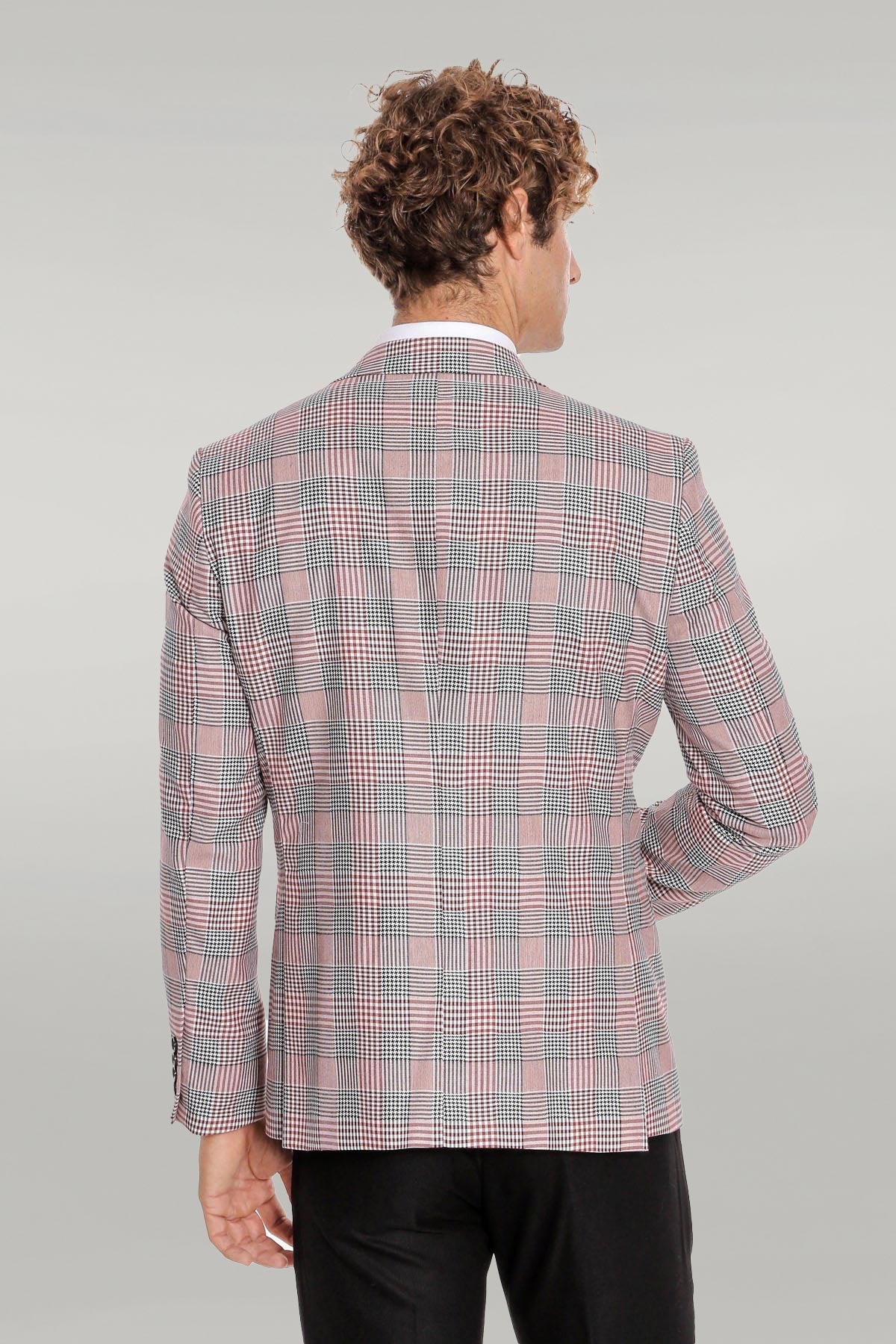 KOALA SYDNEY Checked Slim Fit Burgundy Men Suit